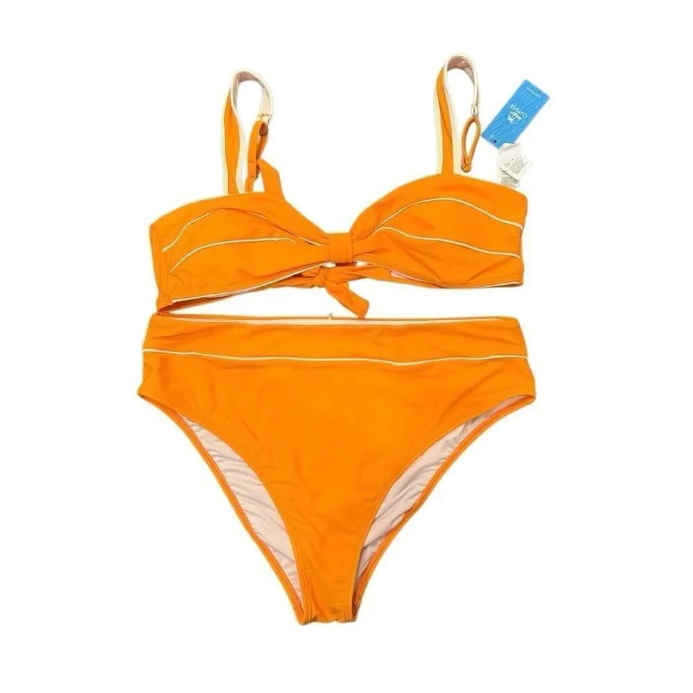 NWT CUPSHE Sunset Blaze Orange Bikini Set- size L/XL - Picture 4 of 8